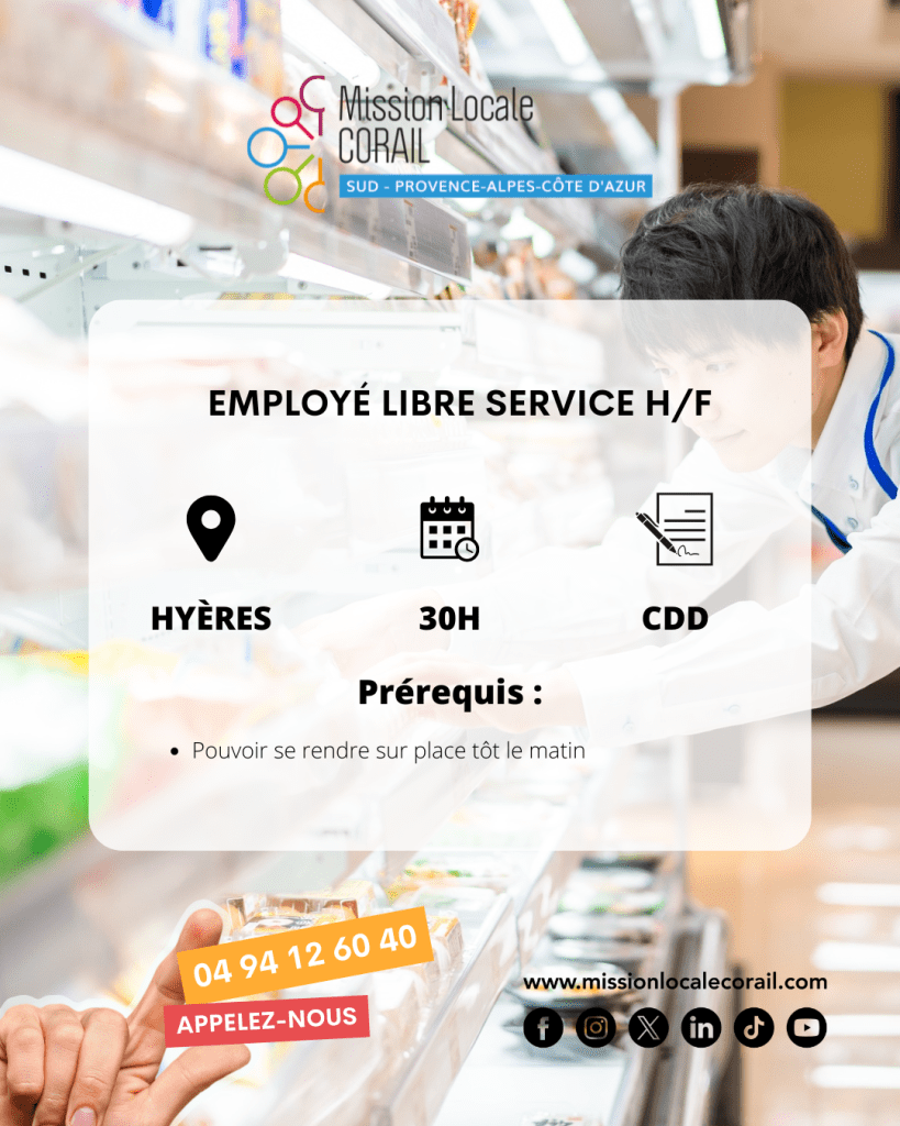 Offre d'emploi pour employé libre service