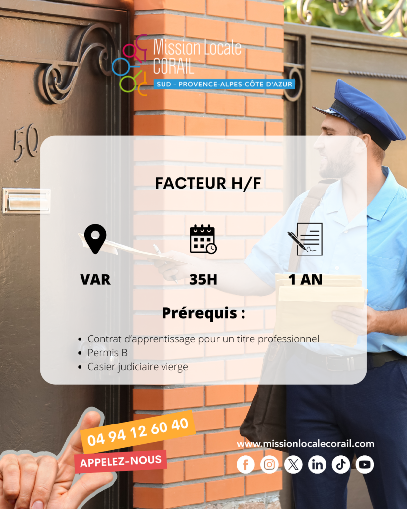 Offre pour un contrat d'apprentissage pour le poste de facteur