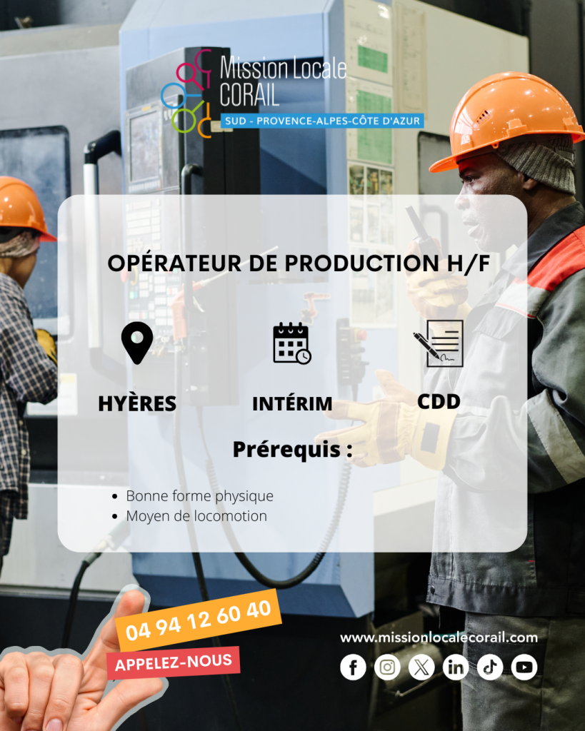 Offre d'emploi pour le poste d'opérateur de production