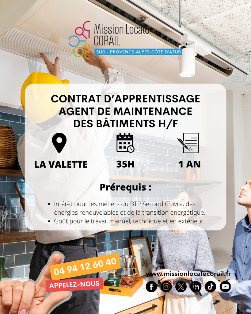 contrat d'apprentissage agent de maintenance des bâtiments