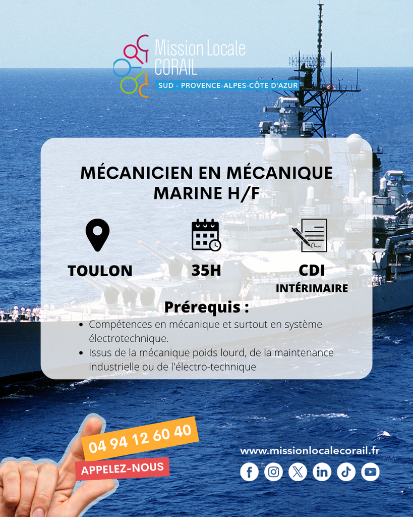 offre d'emploi mécanicien en mécanique marine